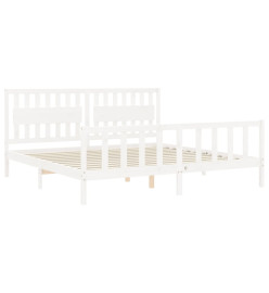 Cadre de lit avec tête de lit blanc 200x200 cm bois massif