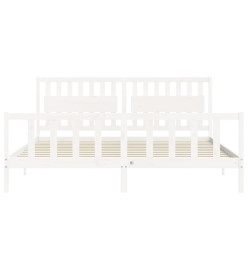 Cadre de lit avec tête de lit blanc 200x200 cm bois massif