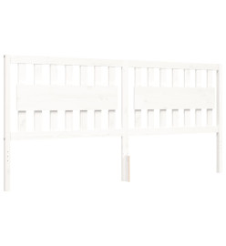 Cadre de lit avec tête de lit blanc 200x200 cm bois massif