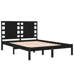 Cadre de lit Noir Bois de pin massif 140x190 cm