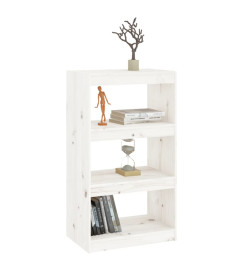 Bibliothèque/Séparateur de pièce Blanc 60x30x103,5cm Pin solide