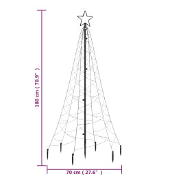 Sapin de Noël avec piquet Blanc froid 200 LED 180 cm