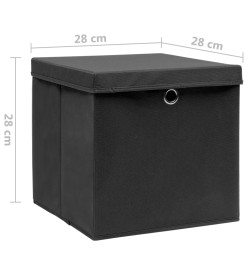 Boîtes de rangement avec couvercles 10 pcs 28x28x28 cm Noir