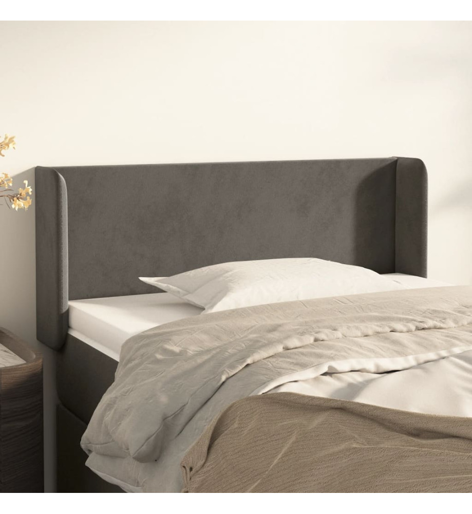 Tête de lit avec oreilles Gris foncé 83x16x78/88 cm Velours Tête de lit avec oreilles Gris foncé 83x16x78/88 cm Velours