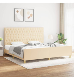 Cadre de lit avec tête de lit Crème 200 x 200 cm Tissu