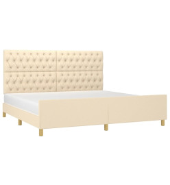 Cadre de lit avec tête de lit Crème 200 x 200 cm Tissu