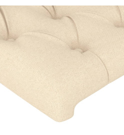 Cadre de lit avec tête de lit Crème 200 x 200 cm Tissu