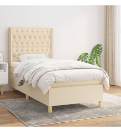 Lit à sommier tapissier avec matelas Crème 100x200 cm Tissu
