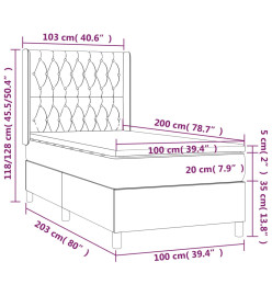 Lit à sommier tapissier avec matelas Crème 100x200 cm Tissu
