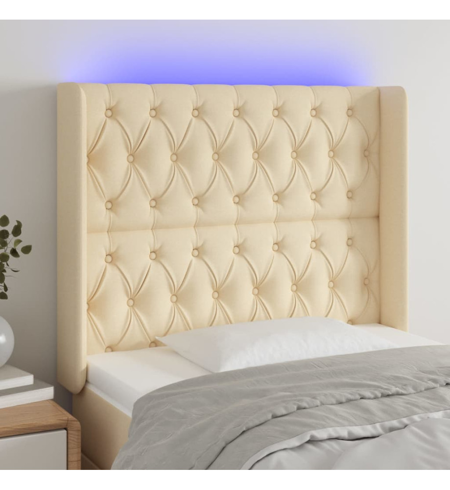 Tête de lit à LED Crème 103x16x118/128 cm Tissu Tête de lit à LED Crème 103x16x118/128 cm Tissu