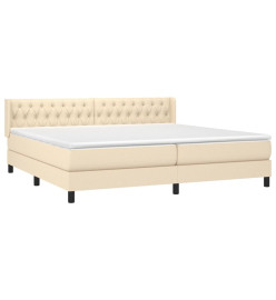 Lit à sommier tapissier avec matelas Crème 200x200 cm Tissu