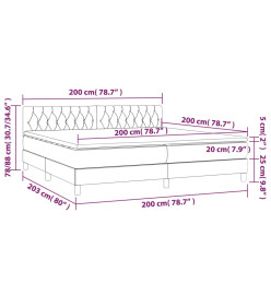 Sommier tapissier et matelas et LED Crème 200x200 cm Tissu