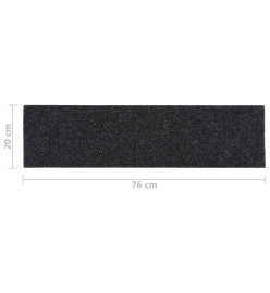 Tapis d'escalier autocollants Rectangulaire 15 pcs 76x20cm Noir