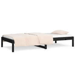 Lit de jour Noir 90x190 cm Simple Bois de pin massif