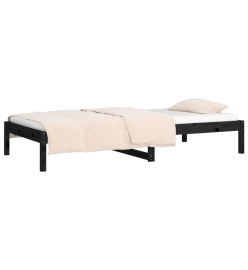 Lit de jour Noir 90x190 cm Simple Bois de pin massif
