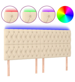 Tête de lit à LED Crème 200x7x118/128 cm Tissu