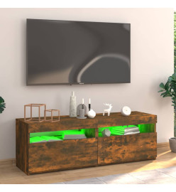 Meuble TV avec lumières LED chêne fumé 120x35x40 cm