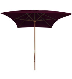 Parasol d'extérieur avec mât en bois Rouge bordeaux 200x300 cm