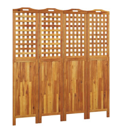 Cloison de séparation 4 panneaux 162x2x180 cm Bois d'acacia