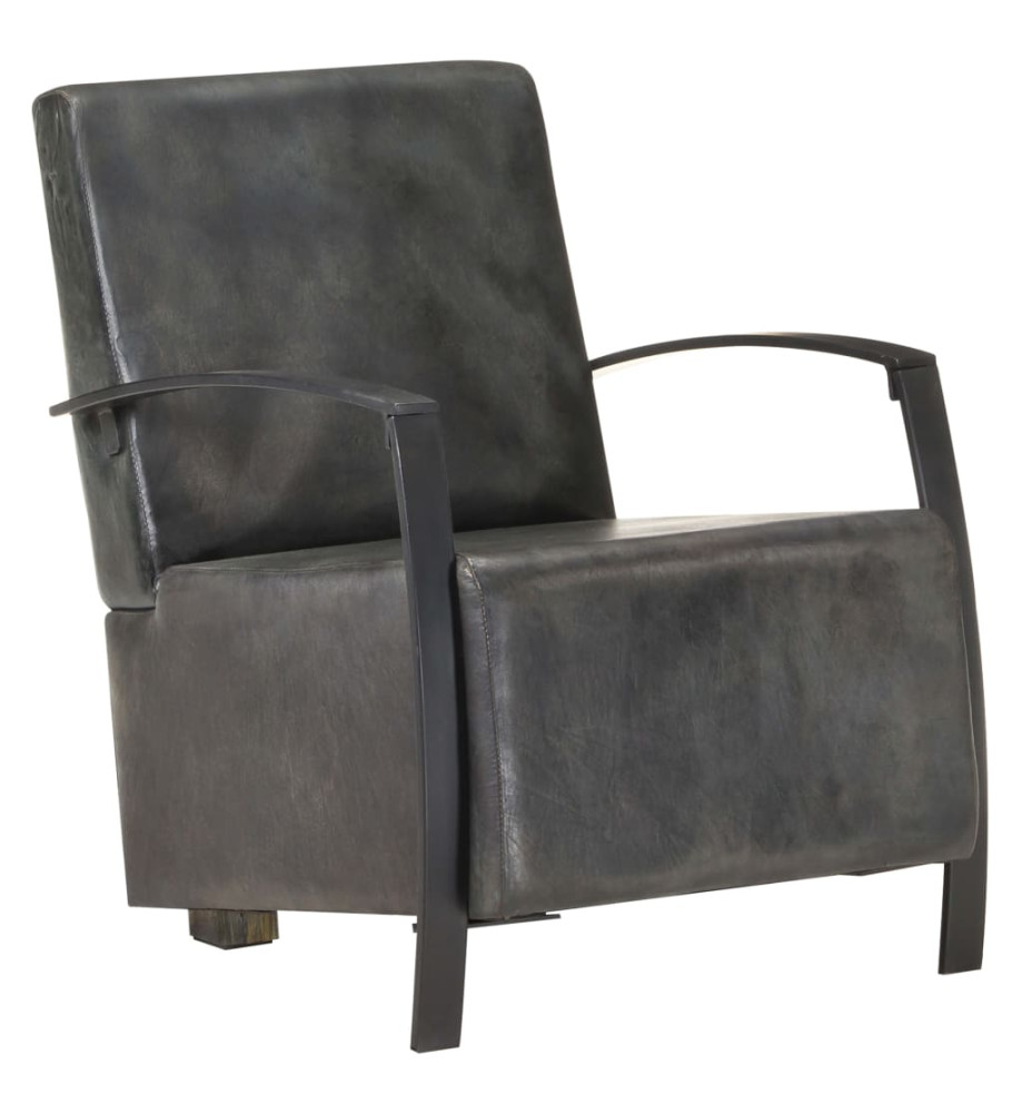 Fauteuil Gris Cuir véritable