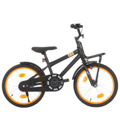 Vélo d'enfant avec porte-bagages avant 18 pouces Noir et orange