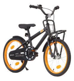 Vélo d'enfant avec porte-bagages avant 18 pouces Noir et orange