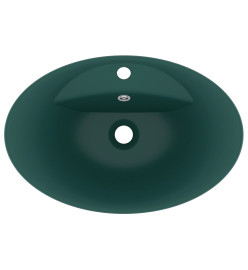 Lavabo ovale à trop-plein Vert foncé mat 58,5x39 cm Céramique