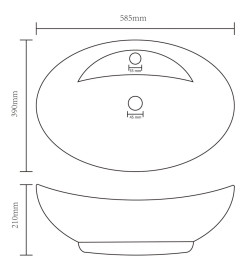 Lavabo ovale à trop-plein Vert foncé mat 58,5x39 cm Céramique