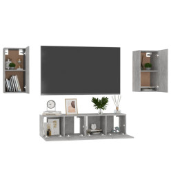 Ensemble de meubles TV 4 pcs Gris béton Aggloméré