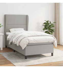 Lit à sommier tapissier avec matelas Gris clair 100x200cm Tissu