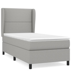 Lit à sommier tapissier avec matelas Gris clair 100x200cm Tissu