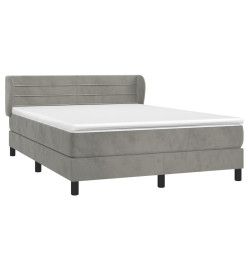 Lit à sommier tapissier et matelas Gris clair 140x190cm Velours
