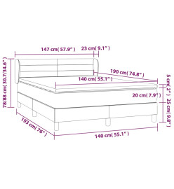 Lit à sommier tapissier et matelas Gris clair 140x190cm Velours