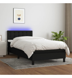 Sommier tapissier avec matelas et LED Noir 90x200 cm Tissu