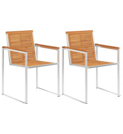 Chaises de jardin avec coussins 2 pcs Acacia solide et acier