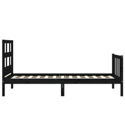 Cadre de lit avec tête de lit noir simple bois massif