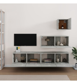 Ensemble de meubles TV 4 pcs Gris béton Bois d'ingénierie