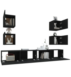 Ensemble de meubles TV 6 pcs Noir Bois d'ingénierie