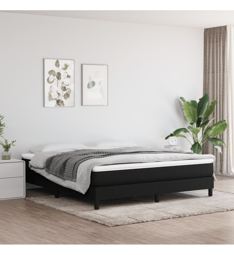 Lit à sommier tapissier avec matelas Noir 180x200 cm Tissu Lit à sommier tapissier avec matelas Noir 180x200 cm Tissu