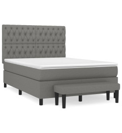 Lit à sommier tapissier avec matelas Gris foncé 140x200cm Tissu