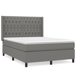 Lit à sommier tapissier avec matelas Gris foncé 140x200cm Tissu