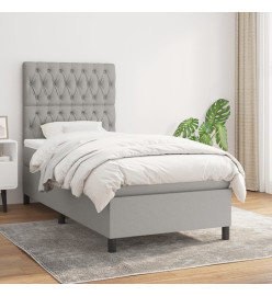 Lit à sommier tapissier avec matelas Gris clair 100x200cm Tissu