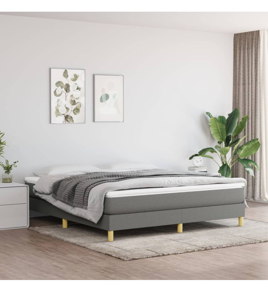Lit à sommier tapissier avec matelas Gris foncé 160x200cm Tissu Lit à sommier tapissier avec matelas Gris foncé 160x200cm Tissu