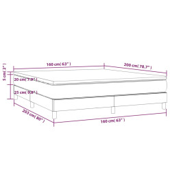 Lit à sommier tapissier avec matelas Gris foncé 160x200cm Tissu