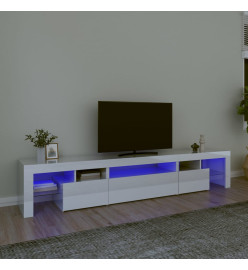 Meuble TV avec lumières LED Blanc brillant 215x36,5x40 cm