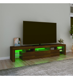 Meuble TV avec lumières LED Chêne marron 200x36,5x40 cm