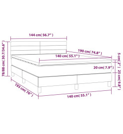 Lit à sommier tapissier et matelas Gris clair 140x190cm Velours