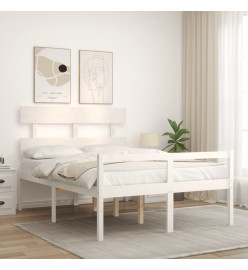 Cadre de lit avec tête de lit blanc 120x200 cm bois massif