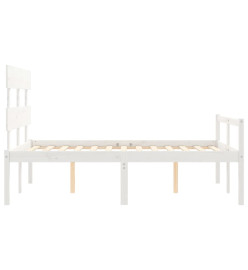 Cadre de lit avec tête de lit blanc 120x200 cm bois massif