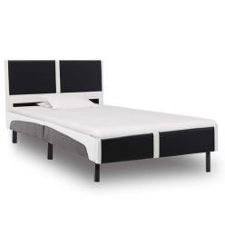 Lit avec matelas Noir et blanc Similicuir 90 x 200 cm